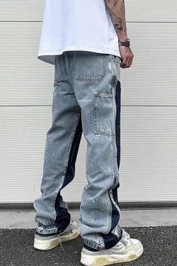 Y2K Grunge Patchwork Jeans - Retro 90s Hip Hop Fashion, Summer Y2K Outfits, Gothic Y2K Style