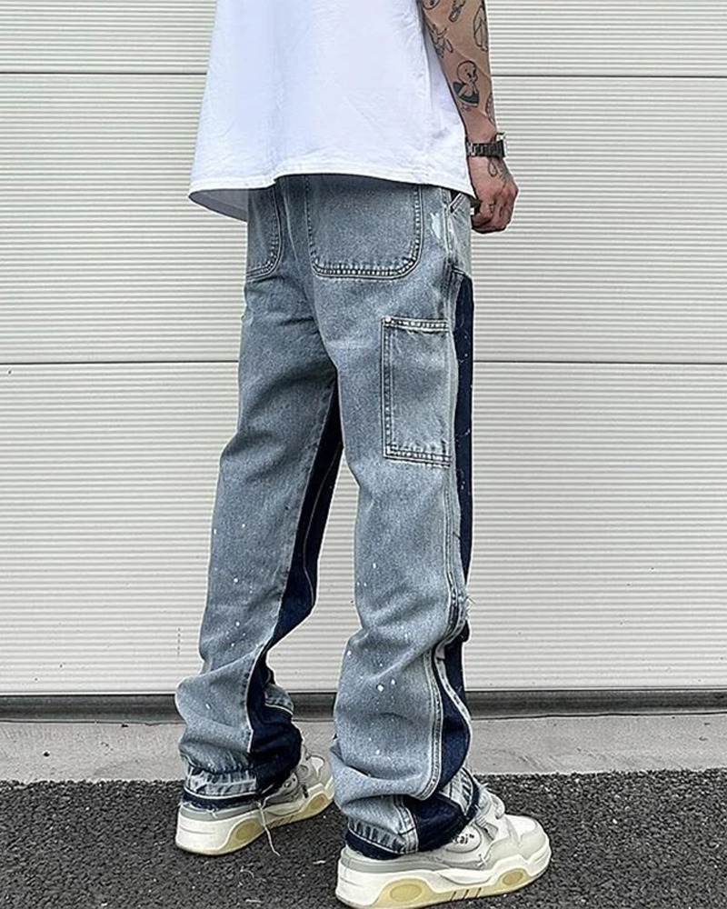 Y2K Grunge Patchwork Jeans - Retro 90s Hip Hop Fashion, Summer Y2K Outfits, Gothic Y2K Style