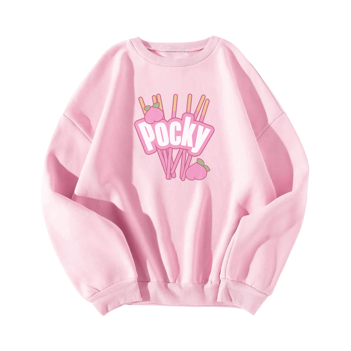 Y2K Grunge Peach Pink Pocky Sweatshirt - Retro 90s Fashion, Summer Outfits, and Pastel Goth Style