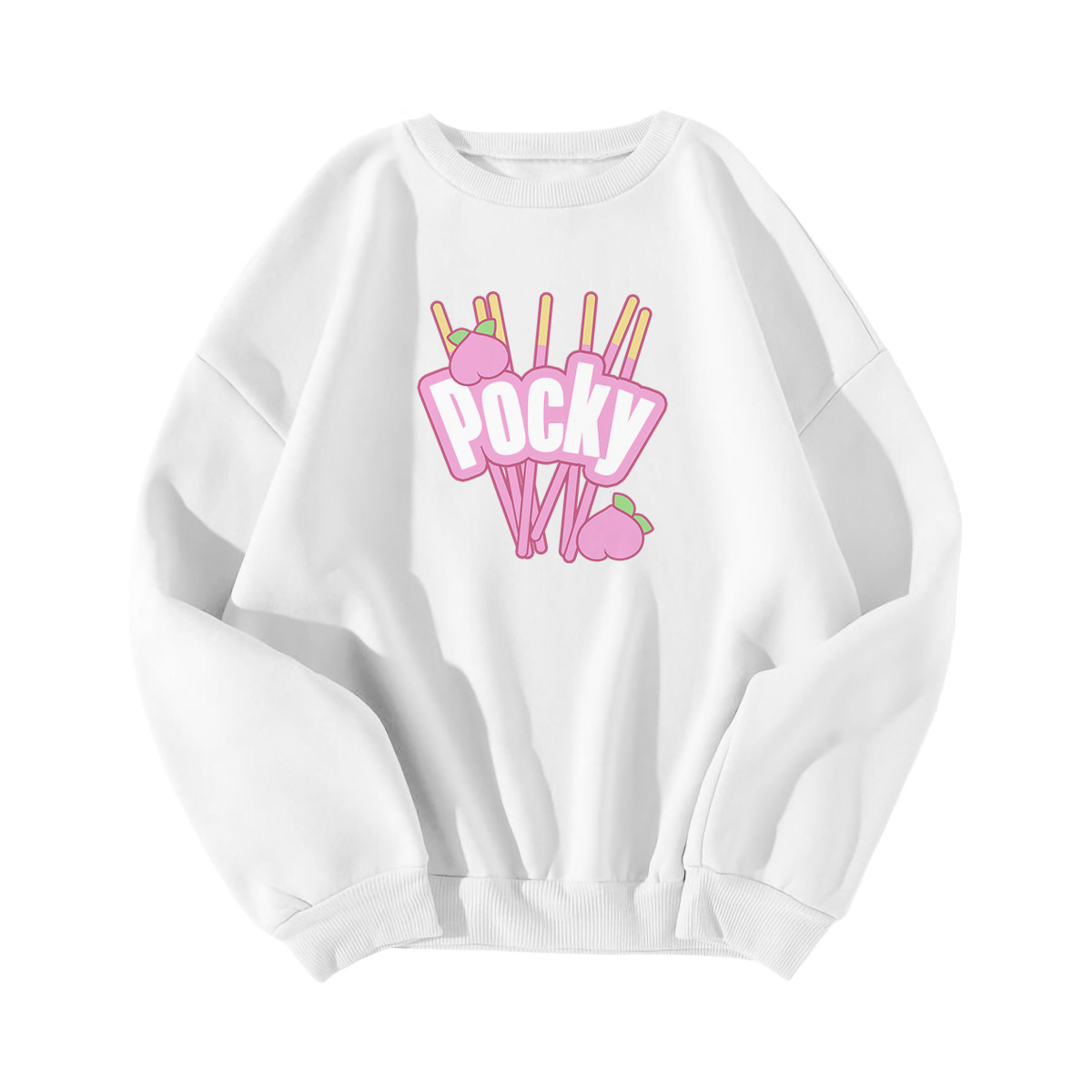 Y2K Grunge Peach Pink Pocky Sweatshirt - Retro 90s Summer Outfit, Pastel Goth Fashion