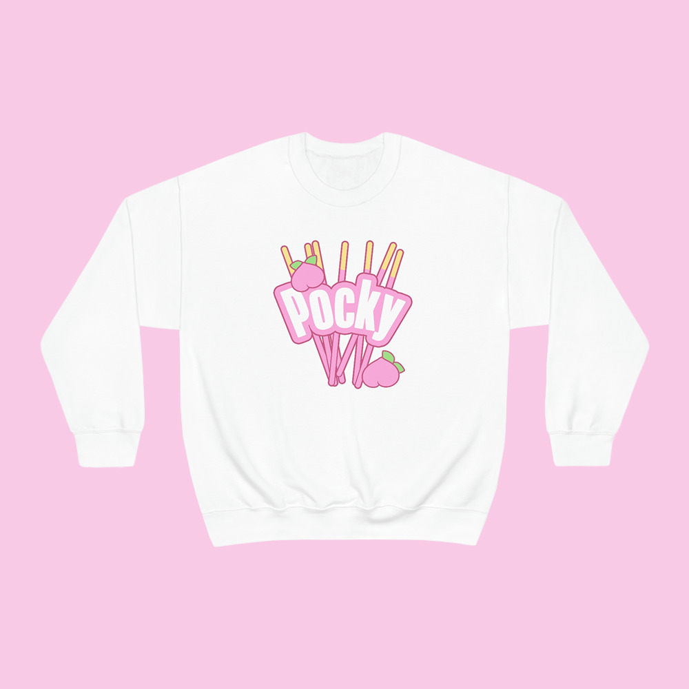 Y2K Grunge Peach Pink Pocky Sweatshirt - Retro 90s Summer Outfit, Pastel Goth Fashion