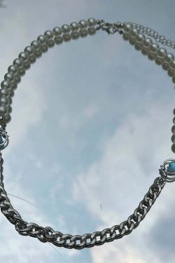 Y2K Grunge Pearl Chain Necklace - Retro 90s Fashion, Y2K Party, Club, and Summer Outfits