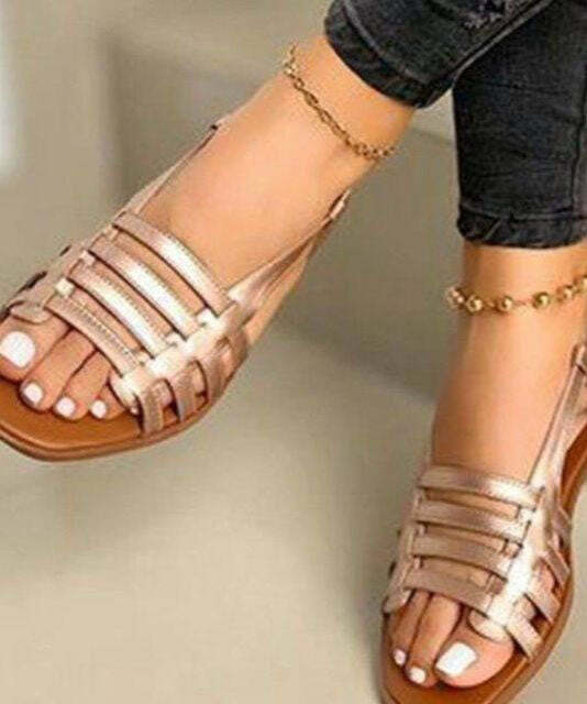 Y2K Grunge Peep Toe Hollow Out Beach Sandals - Retro 90s Summer Fashion for Women