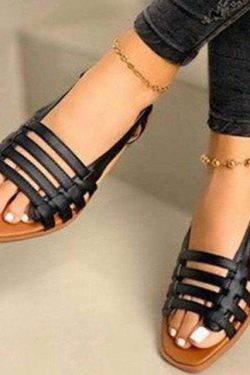 Y2K Grunge Peep Toe Hollow Out Beach Sandals - Retro 90s Summer Fashion for Women