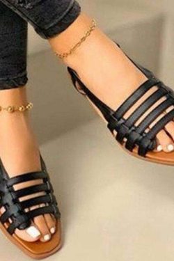 Y2K Grunge Peep Toe Hollow Out Beach Sandals - Retro 90s Summer Fashion for Women