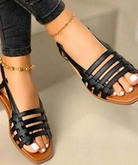 Y2K Grunge Peep Toe Hollow Out Beach Sandals - Retro 90s Summer Fashion for Women