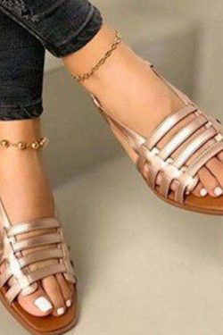 Y2K Grunge Peep Toe Hollow Out Beach Sandals - Retro 90s Summer Fashion for Women
