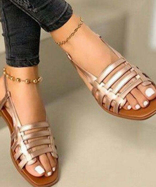 Y2K Grunge Peep Toe Hollow Out Beach Sandals - Retro 90s Summer Fashion for Women