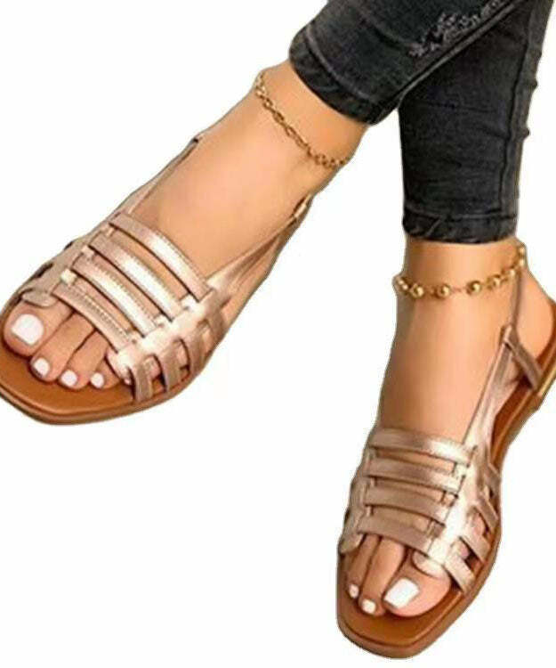 Y2K Grunge Peep Toe Hollow Out Beach Sandals - Retro 90s Summer Fashion for Women