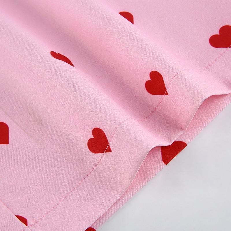 Y2K Grunge Pink Heart Pants - Retro 90s Summer Outfit, Y2K Club & Party Fashion