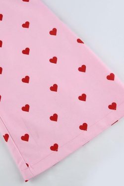 Y2K Grunge Pink Heart Pants - Retro 90s Summer Outfit, Y2K Club & Party Fashion