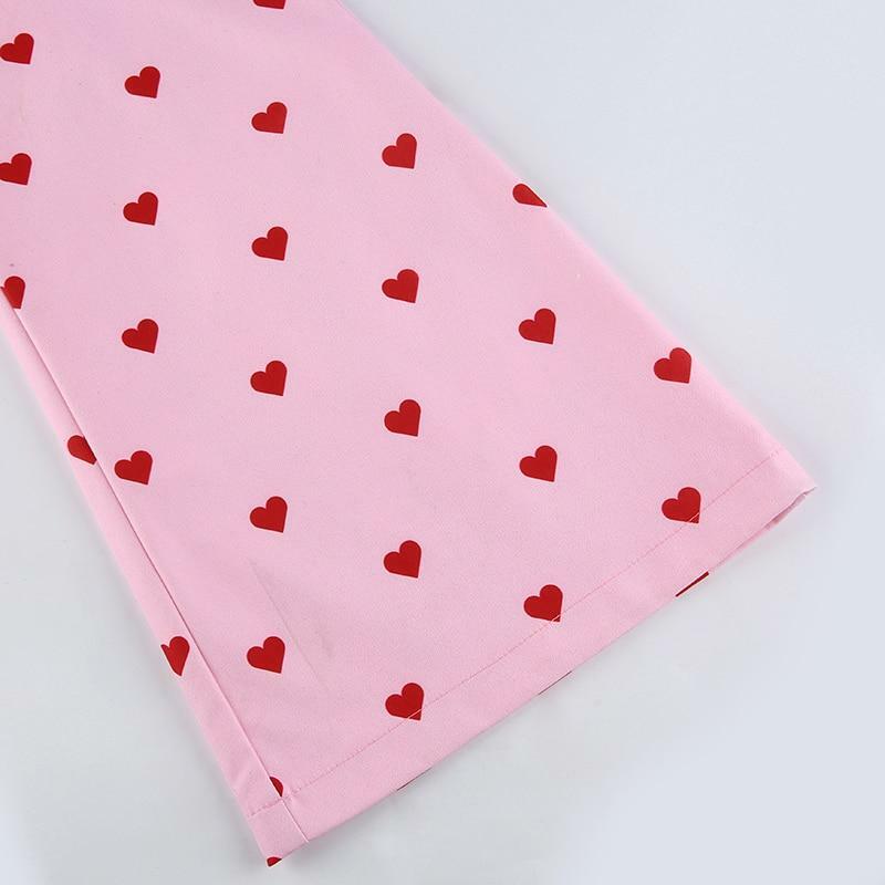 Y2K Grunge Pink Heart Pants - Retro 90s Summer Outfit, Y2K Club & Party Fashion