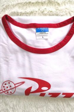 Y2K Grunge Pizza Planet T-Shirt - Retro 90s Summer Outfit, Pastel Goth, Hip Hop Fashion