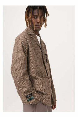 Y2K Grunge Plaid Blazer - Retro 90s Fashion, Summer Outfits, Club & Party Looks