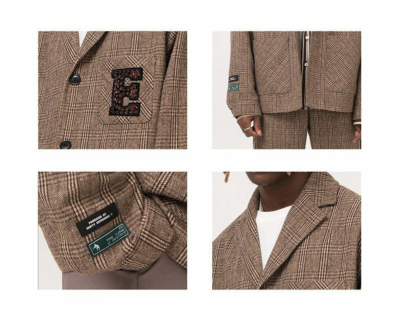 Y2K Grunge Plaid Blazer - Retro 90s Fashion, Summer Outfits, Club & Party Looks
