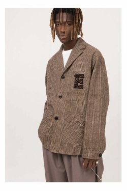 Y2K Grunge Plaid Blazer - Retro 90s Fashion, Summer Outfits, Club & Party Looks
