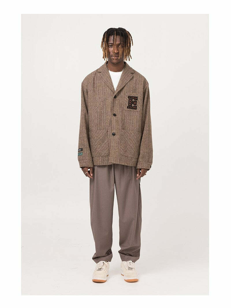Y2K Grunge Plaid Blazer - Retro 90s Fashion, Summer Outfits, Club & Party Looks
