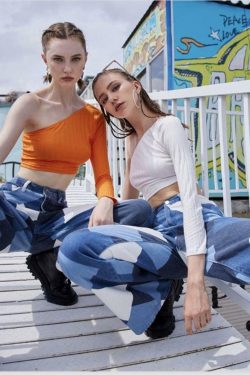 Y2K Grunge Plaid Jeans - Retro 90s Summer Outfit, Gothic Y2K Fashion, Hip Hop Style