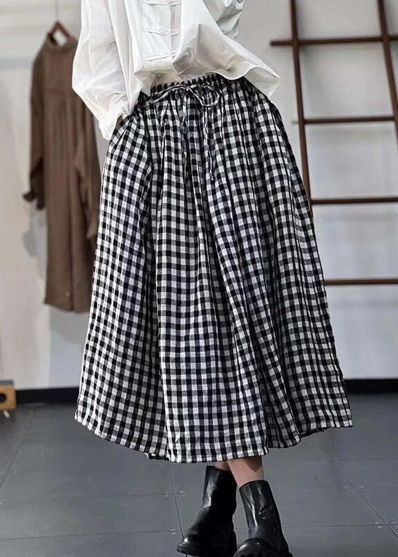 Y2K Grunge Plaid Lace-Up Cotton Skirt - Retro 90s Summer Outfit, Pastel Goth Fashion
