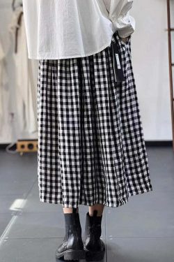 Y2K Grunge Plaid Lace-Up Cotton Skirt - Retro 90s Summer Outfit, Pastel Goth Fashion
