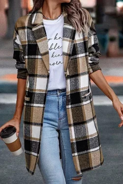 Y2K Grunge Plaid Long Blazer Coat - Retro 90s Fashion, Summer Y2K Outfits, Gothic Y2K Style