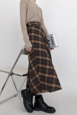 Y2K Grunge Plaid Midi Skirt - Retro 90s Summer Outfit, Pastel Goth, Y2K Fashion Essentials