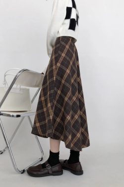 Y2K Grunge Plaid Midi Skirt - Retro 90s Summer Outfit, Pastel Goth, Y2K Fashion Essentials