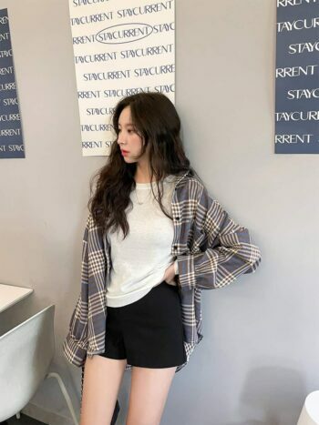 Y2K Grunge Plaid Shirt - Retro 90s Summer Outfit, Y2K Fashion, Pastel Goth, Y2K Club Style
