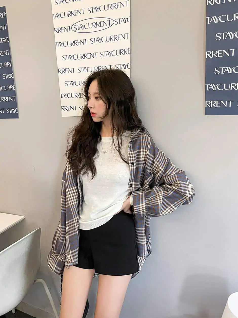 Y2K Grunge Plaid Shirt - Retro 90s Summer Outfit, Y2K Fashion, Pastel Goth, Y2K Club Style