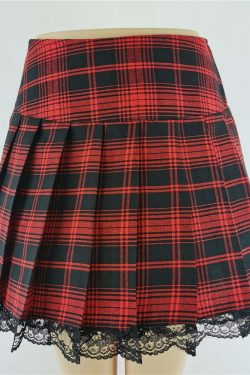 Y2K Grunge Plaid Skirt - 90s Goth Punk Summer Outfit, Retro Y2K Fashion for Women