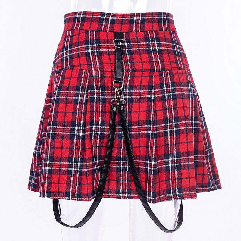 Y2K Grunge Plaid Skirt - Retro 90s Summer Outfit, Egirl Punk Rock, Pastel Goth Fashion