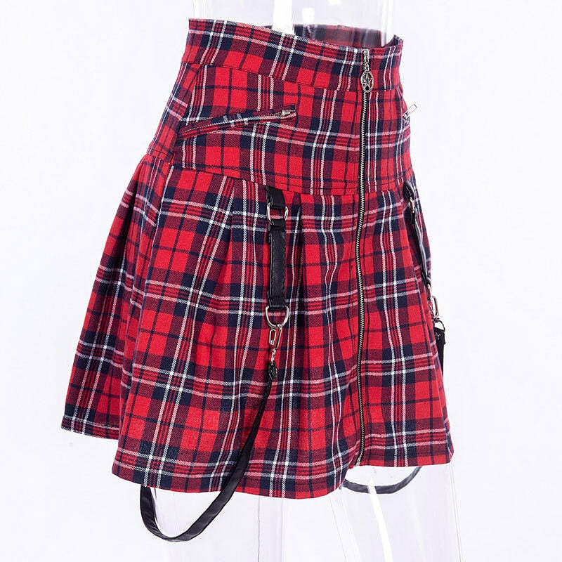 Y2K Grunge Plaid Skirt - Retro 90s Summer Outfit, Egirl Punk Rock, Pastel Goth Fashion