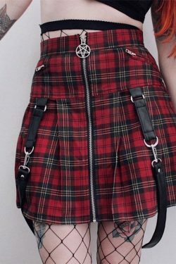 Y2K Grunge Plaid Skirt - Retro 90s Summer Outfit, Egirl Punk Rock, Pastel Goth Fashion