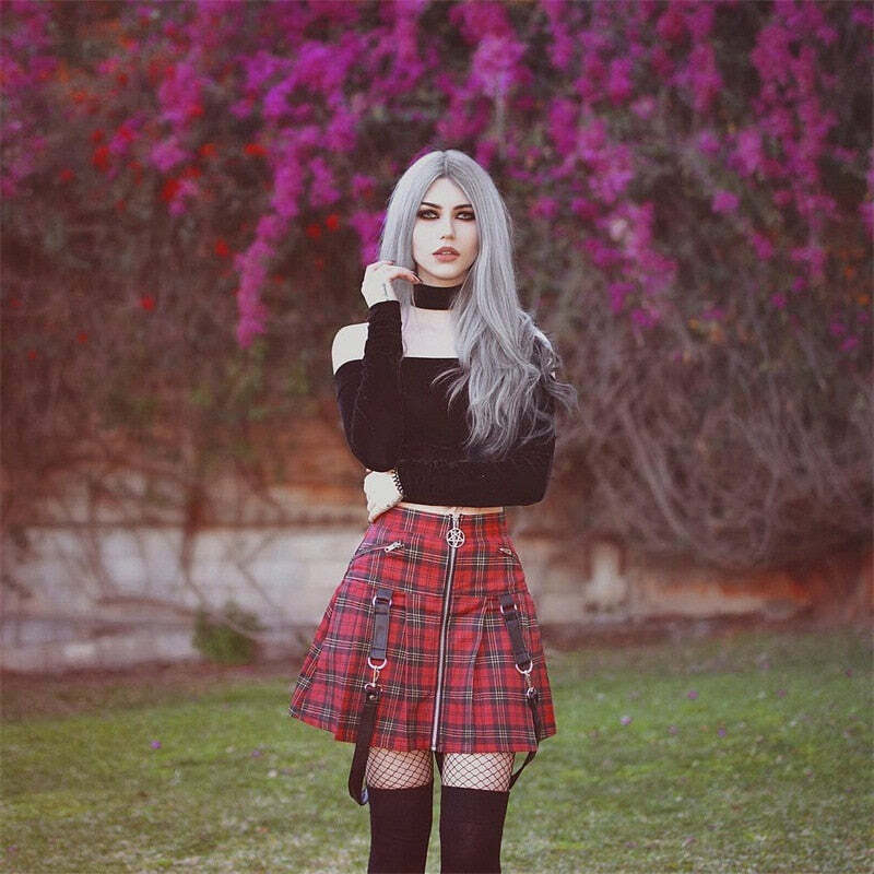 Y2K Grunge Plaid Skirt - Retro 90s Summer Outfit, Egirl Punk Rock, Pastel Goth Fashion