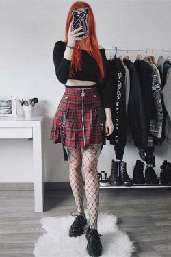 Y2K Grunge Plaid Skirt - Retro 90s Summer Outfit, Egirl Punk Rock, Pastel Goth Fashion