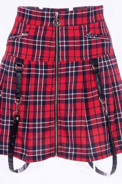 Y2K Grunge Plaid Skirt - Retro 90s Summer Outfit, Egirl Punk Rock, Pastel Goth Fashion