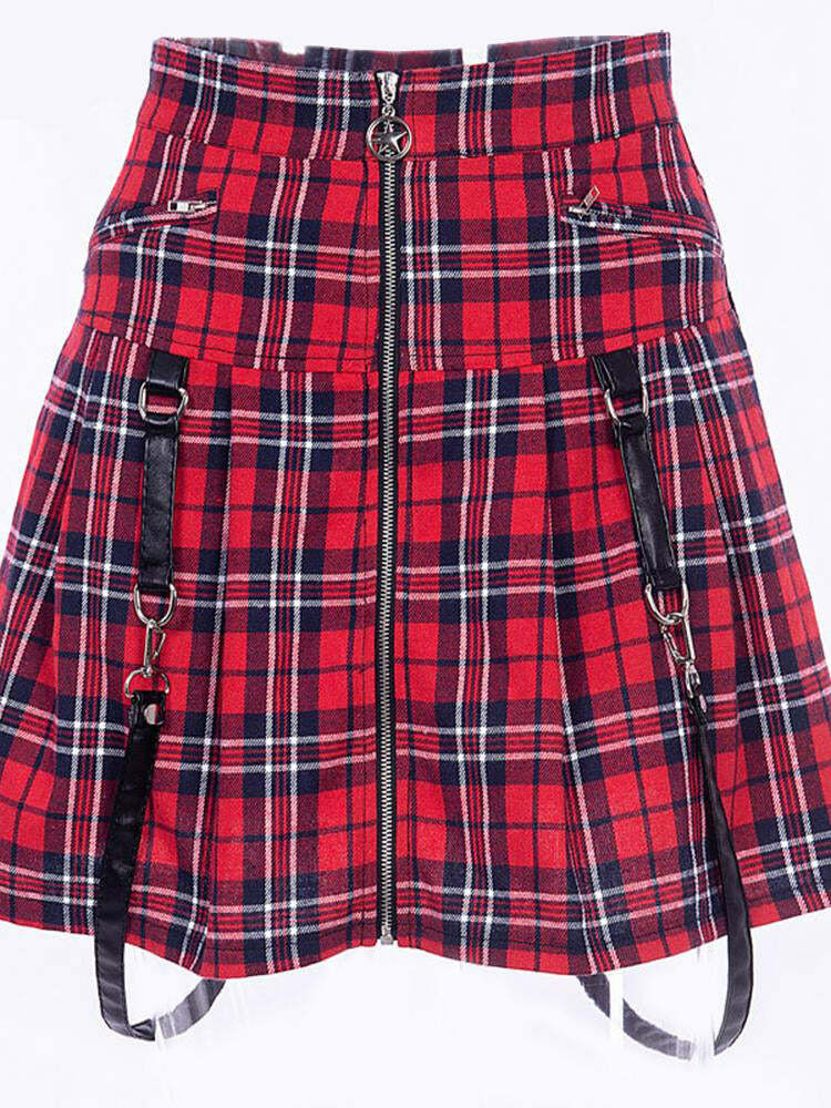 Y2K Grunge Plaid Skirt - Retro 90s Summer Outfit, Egirl Punk Rock, Pastel Goth Fashion