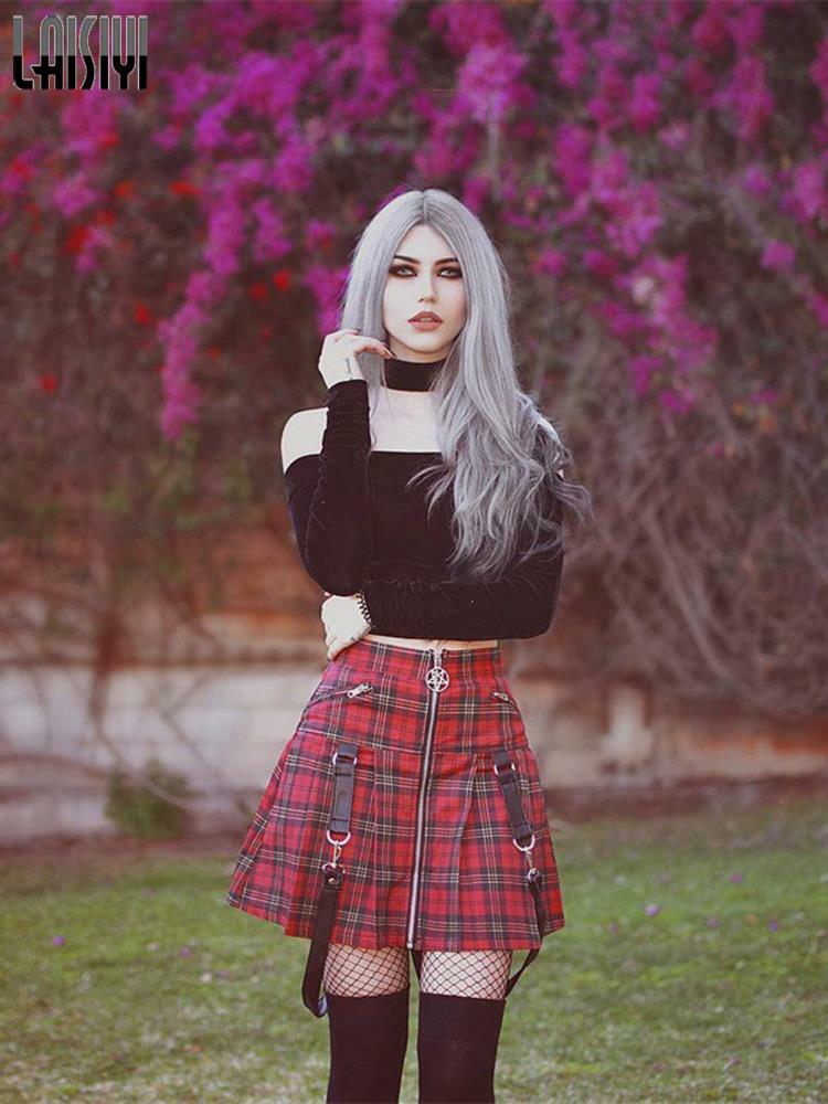 Y2K Grunge Plaid Skirt - Retro 90s Summer Outfit, Egirl Punk Rock, Pastel Goth Fashion