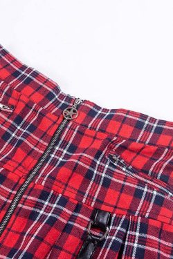 Y2K Grunge Plaid Skirt - Retro 90s Summer Outfit, Egirl Punk Rock, Pastel Goth Fashion