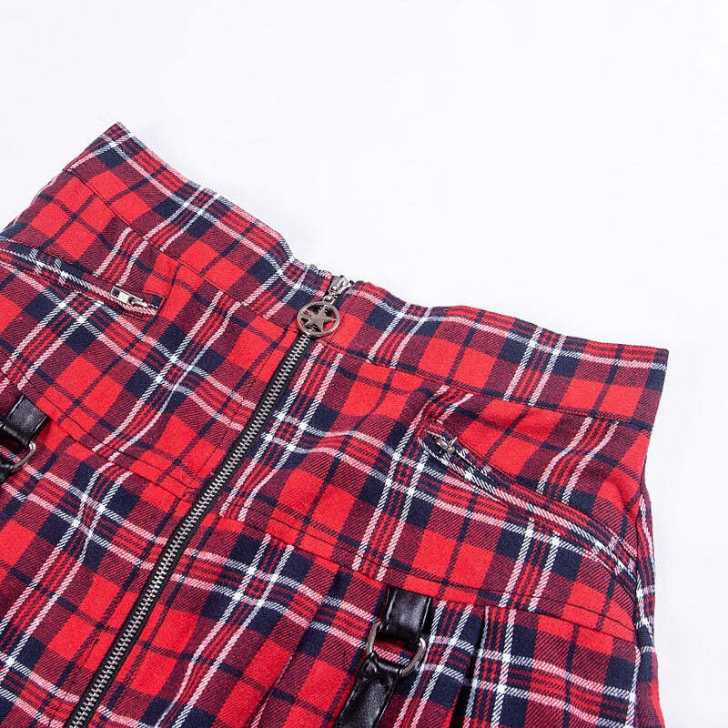 Y2K Grunge Plaid Skirt - Retro 90s Summer Outfit, Egirl Punk Rock, Pastel Goth Fashion