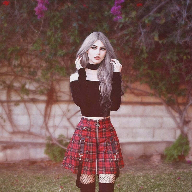 Y2K Grunge Plaid Skirt - Retro 90s Summer Outfit, Egirl Punk Rock, Pastel Goth Fashion