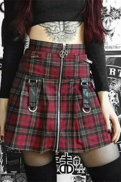 Y2K Grunge Plaid Skirt - Retro 90s Summer Outfit, Egirl Punk Rock, Pastel Goth Fashion