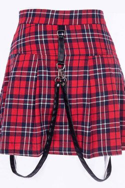 Y2K Grunge Plaid Skirt - Retro 90s Summer Outfit, Egirl Punk Rock, Pastel Goth Fashion