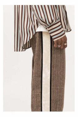Y2K Grunge Plaid Trousers - Retro 90s Summer Outfit, Gothic Y2K Fashion, Pastel Goth Style