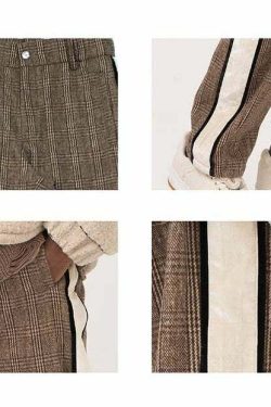 Y2K Grunge Plaid Trousers - Retro 90s Summer Outfit, Gothic Y2K Fashion, Pastel Goth Style