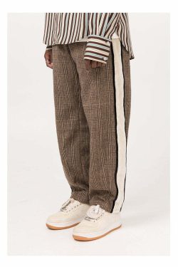 Y2K Grunge Plaid Trousers - Retro 90s Summer Outfit, Gothic Y2K Fashion, Pastel Goth Style