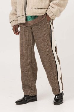 Y2K Grunge Plaid Trousers - Retro 90s Summer Outfit, Gothic Y2K Fashion, Pastel Goth Style
