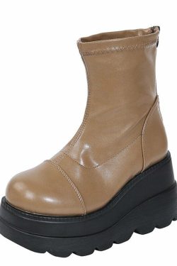 Y2K Grunge Platform Ankle Boots Light Brown - Retro 90s Fashion, Summer & Party Outfits