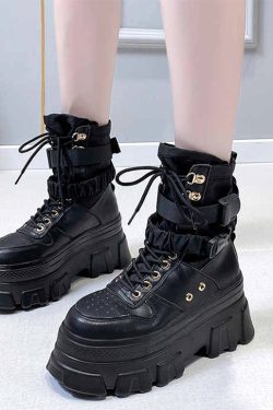 Y2K Grunge Platform Boots - Black | 90s Retro eGirl Shoes | Y2K Fashion & Summer Outfits