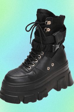 Y2K Grunge Platform Boots - Black | 90s Retro eGirl Shoes | Y2K Fashion & Summer Outfits